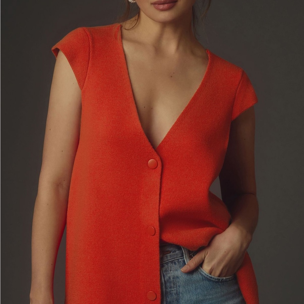 Anthropolgie oversized sweater vest RED